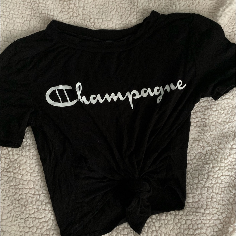 “Champagne” Champion-Style Front-Tie Cropped Tee